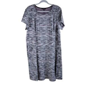 Lane Bryant Plus Size Textured Grey Black Cotton Flowy Business Casual Dress